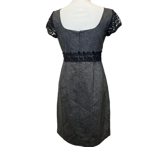 J. Crew Wool Blend Tweed Dress with Lace Waist Detail Lined Pockets Size 2 - Picture 4 of 12